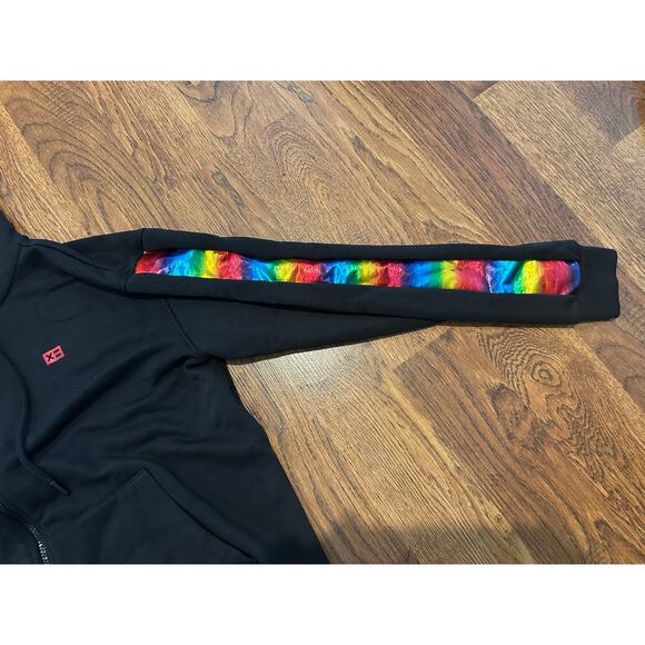 tomboy X French Terry Zip-Up Hoodie Metallic Rainbow Size Small – Bold Fashion - Picture 3 of 8